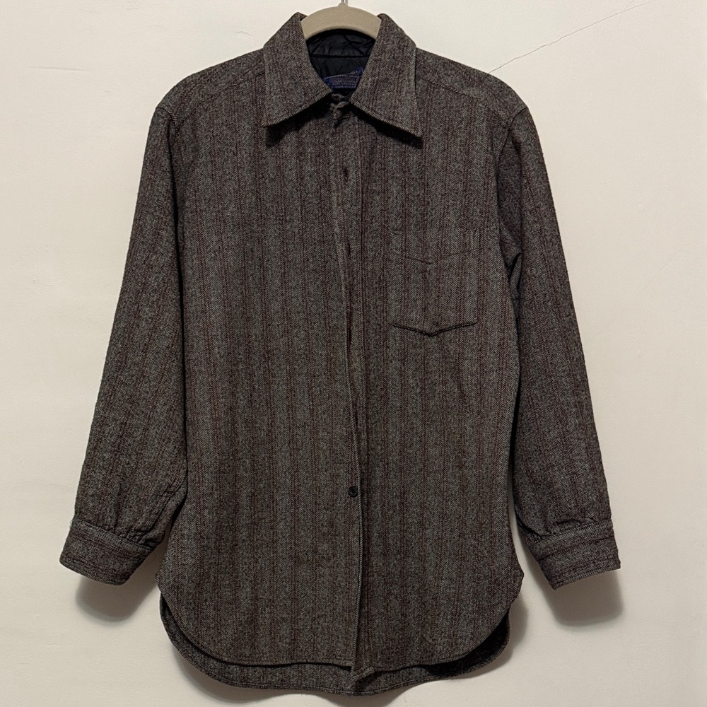 Pendleton Brown Herringbone Wool shirt with Blue Label